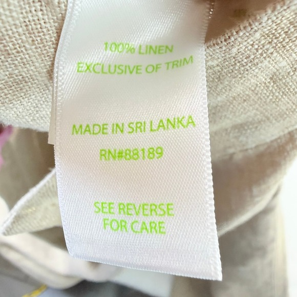 Lilly Pulitzer Linen Blend Wide Leg Pants Tan Size 4 Gold Button Detail - Picture 6 of 11